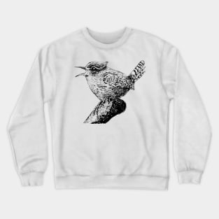 Wren bird ink painting Crewneck Sweatshirt